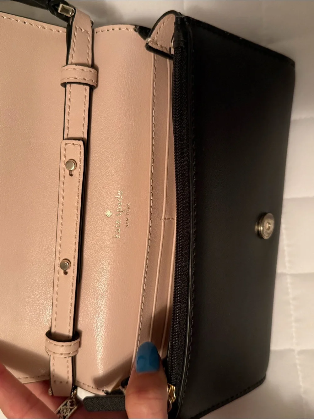 kate spade Black Scalloped Flap Leather Crossbody